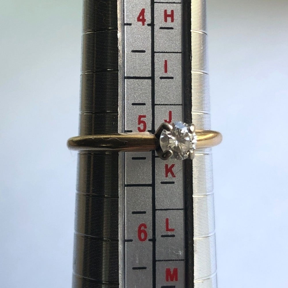Vintage 14K Yellow Gold Round 1/4 Karat Diamond Solitaire Ring 14KP Sz 5.25 1.5g - Picture 8 of 10